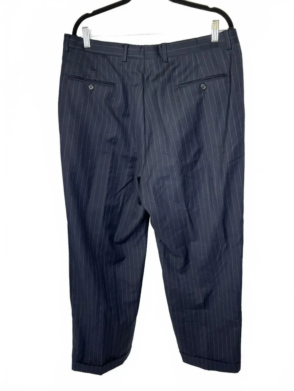 Hart Schaffner Marx Men's Navy Blue Pinstripe Dress Pants Size 37 Waist